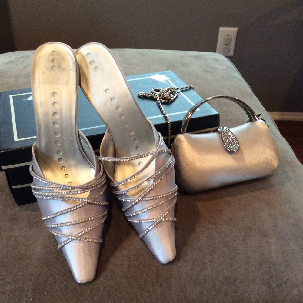 Silver purse and shoes
